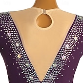 abordables Vestidos de Patinaje Artístico-Vestido de patinaje artístico Mujer Chica Patinaje Sobre Hielo Vestidos Morado Retazos Malla Alta elasticidad Entrenamiento Competición Ropa de Patinaje Clásico Cristal / Strass Manga Larga Patinaje