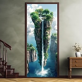 זול כיסויי דלתות-פנטזיה מפל מדורג דלת מכסה דלת שטיח קיר דלת וילון קישוט רקע דלת באנר לדלת הכניסה בית חווה אספקת עיצוב מסיבת חג