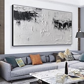 preiswerte Abstrakte Gemälde-Handgefertigtes Ölgemälde auf Leinwand, Wandkunst, Dekoration, schwarz-weiß, modernes, einfaches, handgemaltes, abstraktes, dekoratives Bild für Zuhause, Wohnzimmer, gerolltes, rahmenloses,