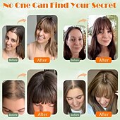baratos Franjas-Topper de cabelo de 14 polegadas para mulheres com cabelos ralos, perucas toppers para cabelos ralos com franja, cobertura de base grande, topper de cabelo sintético, prendedores de cabelo, marrom