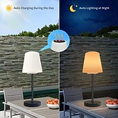 abordables Lámparas de mesa-Lámpara de mesa solar regulable, lámparas de mesa inalámbricas recargables, lámpara de mesa portátil de 3 modos de color para sala de estar, oficina, restaurante y patio