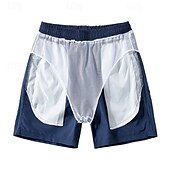 お買い得  メンズアクティブショーツ-男性用 スウェットショーツ ショーツ スポーツ 日常 速乾性 快適 ポケット ドローストリング 弾性ウエスト 平織り ショート 体操服 カジュアル アクティブウェア ブラック ホワイト マイクロエラスティック