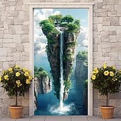 זול כיסויי דלתות-פנטזיה מפל מדורג דלת מכסה דלת שטיח קיר דלת וילון קישוט רקע דלת באנר לדלת הכניסה בית חווה אספקת עיצוב מסיבת חג