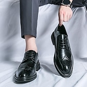 abordables Officiel-chaussures richelieu marron pour hommes avec bout d&#039;aile et semelle en caoutchouc - chaussures formelles classiques pour les affaires, le bureau et les événements spéciaux