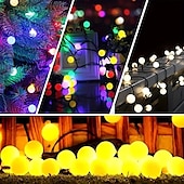 abordables Guirlandes solaires-Guirlande lumineuse solaire à LED, 8 modes d&#039;éclairage, 30/50/100 LED, lumières imperméables extérieures pour vacances, cour, pelouse, jardin, balcon, mariage, camping, décoration de fête
