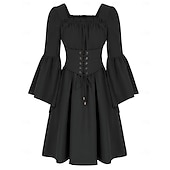 economico Vestito-abito da vacanza rinascimentale medievale vintage retrò, abito da festa in maschera, outlander, da donna, per halloween, festa di nozze, sca, abbigliamento medievale