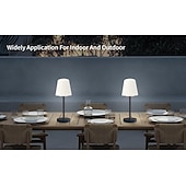 abordables Lámparas de mesa-Lámpara de mesa solar regulable, lámparas de mesa inalámbricas recargables, lámpara de mesa portátil de 3 modos de color para sala de estar, oficina, restaurante y patio