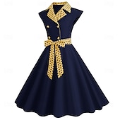 ieftine Rochii-Retro / vintage 1950 rockabilly Rochii Rochie leagăn Buline Pentru femei Carnaval Mascaradă Purtare Zilnică Petrecerea Burlăcițelor Adulți Rochie Rochii de acasă
