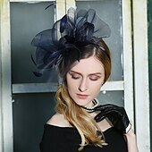 economico Cappelli per feste-fasce cappelli copricapo tulle organza cappello floscio cappello da sole piattino cappello da sposa tea party matrimonio elegante con bowknot copricapo copricapo