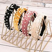 abordables Accessoires de coiffure-bandeaux de perles pour femmes, bandeau de perles antidérapants, larges nœuds supérieurs, bandeau noir, blanc, or rose avec perles, accessoires de cheveux pour femmes et filles, cadeaux quotidiens de
