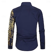 economico Modello etnico-camicia casual da uomo con stampa totemica tribale, abbottonatura frontale, risvolto, maniche lunghe, ideale per feste, eventi sociali, compleanni, regalo, abbigliamento firmato.