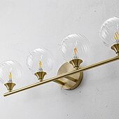 economico Luci da parete-lampada da toeletta per interni 1/2/3/4 luce lampada da toeletta per bagno, lampade da bagno su specchio lampada da bagno dorata con paralume in vetro trasparente