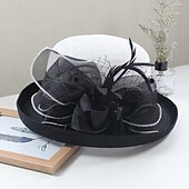 levne Fascinátory-Fascinátory Klobouky Doplňky do vlasů Polyester Organza Kbelík Slamák Sluneční klobouk Ležérní Dovolená Elegantní Vinobraní S Peří Mašličky Přílba Pokrývky Hlavy