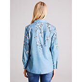 economico Top Floreali-Camicia da donna floreale stampa bottoni verde viola blu maniche lunghe casual vacanza elegante moda colletto primavera estate