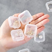 cheap Jewelry &amp; Cosmetic Storage-20/50pcs Mini Plastic Storage Box Square Transparent Portable Container Jewelry Holder Earrings Packaging Display Case Medicine Bin Jewlery Garbage Can Storage Cases Pp Accessories Clear Buds