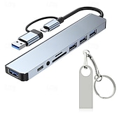 abordables Periféricos de ordenador-Estación de acoplamiento de 8 en 2 concentradores con conjunto de combinación de unidad flash USB