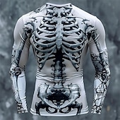 billige 3D T-skjorter-Herre Grafisk Skjelett T skjorte Langermet T skjorte 3D-utskrift Crew-hals Skjorte Designer Fritid Subkultur Sport &amp; Utendørs Ferie Ut på byen Lysegrå Mørkegrå Grå Vår &amp; Vinter Klær S M L XL 2XL 3XL