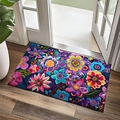 cheap Doormats-Mexico Folk Art Flowers Doormat Non-Slip Oil Proof Rug Indoor Outdoor Mat Bedroom Decor Bathroom Mat Entrance Rug Door Mat