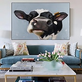 abordables Peintures animaux-peinture à l&#039;huile peinte à la main peinture de texture de vache colorée art mural peinture originale sur toile extra large art mural carré ferme bovins vache peinture mur art photo pour salon