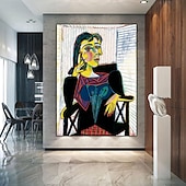preiswerte Berühmte Meisterwerke-Pablo Picasso-Gemälde, handgemaltes Rahmenporträt von Dora Maar, sitzendes Gemälde, handgefertigt, Pablo Picasso-Ölgemälde, handgemalt, vertikale abstrakte Menschen, klassisch, modern