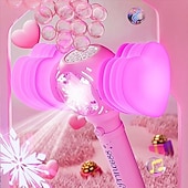 baratos Diversão Ao Ar Livre &amp; Desporto-Varinha de bolha para crianças e meninas: varinhas de soprador de máquina de bolhas com luz &amp; música, brinquedos para festas ao ar livre para crianças, presente de aniversário para meninas de 3 4 5 6