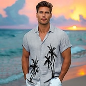 voordelige Heren Elite Overhemden-Voor heren Grafisch Tropische planten Overhemd Normaal shirt Hawaiiaans overhemd Korte mouw Hawaii Mode-casual Vakantie Dagelijks Hawaii Lente &amp; Herfst Revers Afdrukken blauw Groen Grijs