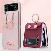 お買い得  サムスン用ケース-電話 ケース 用途 サムスンのギャラクシー Zフリップ6 Z Flip 5 Z Flip 4 Z Flip 3 フリップカバー バンカーリング カード挿入口 耐衝撃 レトロ風 PC PUレザー