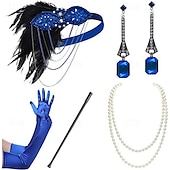 billiga Outfits-Glada 20-talet 1920-talet Flapper-klänning Klänningar Flapperpannband i tjugotalsstil Den store Gatsby Bröllopsgäst Tofs Fjäder Tofs Fjädrar Maskeradkläder Dam Halloween Maskerad Bröllop Bröllopsgäst
