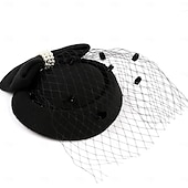 cheap Accessories and More-Classical Retro Vintage 1950s Outfits Pillbox Hat Fascinators Hat Bridal Women&#039;s Carnival Valentine&#039;s Day Wedding Wedding Guest Party / Cocktail Gloves Necklace Headwear