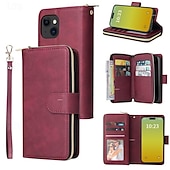 Недорогие Чехлы для iPhone-Чехол для iPhone 16 iPhone 15 Pro Max iPhone 14 13 12 11 Pro Max Mini SE X XR XS Max 8 7 Plus с кошельком и молнией с запястным ремешком подставка ретро TPU PU-кожа