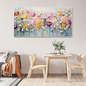 abordables Peintures fleurs/botaniques-Peinture à l&#039;huile de fleur de printemps 3d peinte à la main abstraite plantation florale colorée peinture à la main texture œuvre d&#039;art peinture à la main moderne paysage naturel peinture pour salon