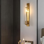 cheap LED Wall Lights-Wall Lamp Indoor Metal Glass Light Luxury Creative Living Room Tv Wall Background Wall Bedside Warm Light 1-Light 60*8*10Cm 110-120V 220-240V