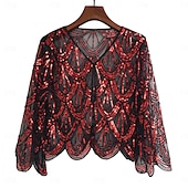 abordables Châles &amp; Écharpes-Rétro Vintage Années Folles Années 1920 Manteau Châles Gatsby le Magnifique Invité au mariage Paillettes Femmes Halloween Carnaval Mascarade Mariage robe demoiselle d honneur Événement / Fête Adulte