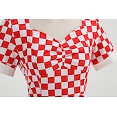 levne Šaty-Retro 50. léta Rockabilly Houpací šaty Flare šaty Kostkovaný Dámské předvečer Všech svatých Plesová maškaráda Na den loučení se svobodou nevěsty Dospělí Šaty Šaty pro návrat domů