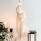 voordelige Decoratieve lichten-1pc Boheemse maanster dromenvangers verlichting boho macrame muuropknoping dromenvanger boho muurdecor handgemaakt geweven tapijt voor tienermeisjes jongens kinderkamer cadeau thuis appartement