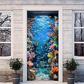 levne Garážové a dveřní bannery-podvodní jeskyně dveřní kryty dveří gobelín dveřní záclona dekorace pozadí dveřní prapor pro přední dveře statek dovolená party dekor zásoby