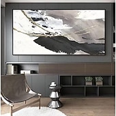 Handgefertigtes Ölgemälde auf Leinwand, Wandkunst, Dekoration, farbenfroher abstrakter Schwarz-Weiß-Minimalismus für die Inneneinrichtung, gerolltes, rahmenloses, ungedehntes Gemälde