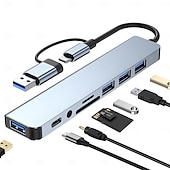 cheap USB Hubs-4/7/8 In 1 USB3.0 Type C Extender Hub Docking Station Multi USB Splitter Multiport Adapter USB 3.0 2.0 TF SD Reader Slot For for Mac Pro Mini iPad Pro Surface Pro lash Drive Mobile HDD