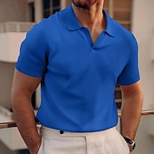 economico Polo classica da uomo-Per uomo Polo a nido d&#039;ape Camicia da golf Golf Informale Sport Bavero Manica corta Essenziale Moderno Liscio Classico Primavera estate Standard Nero Bianco Blu Cachi Grigio Polo a nido d&#039;ape