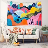 Χαμηλού Κόστους ταπετσαρίες τέχνης-αισθητική πολύχρωμη κρεμαστή ταπετσαρία στο βουνό τέχνη τοίχου μεγάλη ταπετσαρία τοιχογραφία διακόσμηση φωτογραφία σκηνικό κουβέρτα κουρτίνα σπίτι υπνοδωμάτιο διακόσμηση σαλονιού