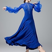 abordables Salle de Bal Standard-Danse latine Danse de Salon Robe Cristaux / Stras Femme Utilisation Usage quotidien manche longue Coton cristal