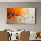 preiswerte Abstrakte Gemälde-Handbemaltes abstraktes orangefarbenes minimalistisches Ölgemälde auf Leinwand, original moderne strukturierte Wandkunst, individuelles, prägnantes Gemälde, großes Wohnzimmer, Heimdekoration, ohne