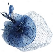 levne Svatební čelenka-Fascinátory Klobouky Doplňky do vlasů Organza Se širší krempou Cylindr Závojový klobouk Dostih koktejl Elegantní Vinobraní S Peří Mašličky Přílba Pokrývky Hlavy