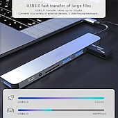 abordables Concentradores USB-Adaptador multipuerto USB C 8 en 1 con USB 3.0, USB 2.0, Tipo C, lector de tarjetas SD/TF y conector de audio de 3,5 mm. Compatible con MacBook, Windows, Android, iPad y dispositivos OTG. Plug and Play.