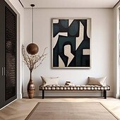 preiswerte Abstrakte Gemälde-Beiges Wabi-Sabi-Ölgemälde, handgefertigte Wandkunst, schwarzes beiges abstraktes Gemälde, großes schwarzes, minimalistisches Ölgemälde, Wandkunst, beige strukturiertes Leinwandgemälde, neutrale