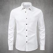 preiswerte Bügelfreie Herrenhemden-Herren Hemd Sommerhemd Freizeithemd Strandhemd Knopfhemd Schwarz Weiß Rosa Wein Marineblau Langarm Einfach Revers Urlaub Hawaiianisch Button-Down Bekleidung Polyester Mode Lässig Bequem