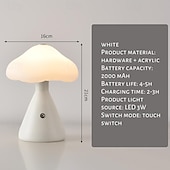 baratos Candeeiros de mesa-Lâmpada de cogumelo regulável portátil para quarto, lâmpada de cabeceira led com carregamento usb, luz noturna sem fio para decoração de casa