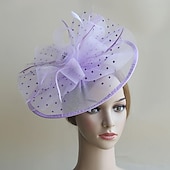 billige Bryllupshodeplagg-fascinators Hatter Hodeplagg organza Fedora Solhatt Topplue Hesteløp cocktail Elegant Årgang Med Fjær Sløyfer Hodeplagg Hodeplagg