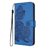 cheap iPhone Cases-Phone Case For iPhone 16 iPhone 15 Pro Max iPhone 14 13 12 11 Pro Max Mini SE X XR XS Max 8 7 Plus Wallet Case Magnetic with Wrist Strap Kickstand Flower Floral TPU PU Leather