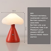 baratos Candeeiros de mesa-Lâmpada de cogumelo regulável portátil para quarto, lâmpada de cabeceira led com carregamento usb, luz noturna sem fio para decoração de casa